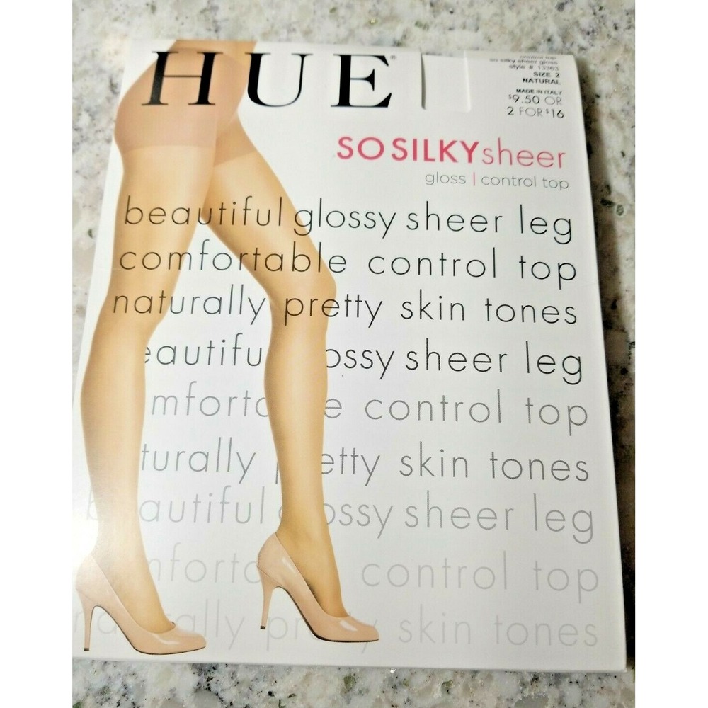 Hue‎ 13363 Natural SO SILKY Sheer Gloss Control Top Pantyhose Sz 2 NEW Old Stock